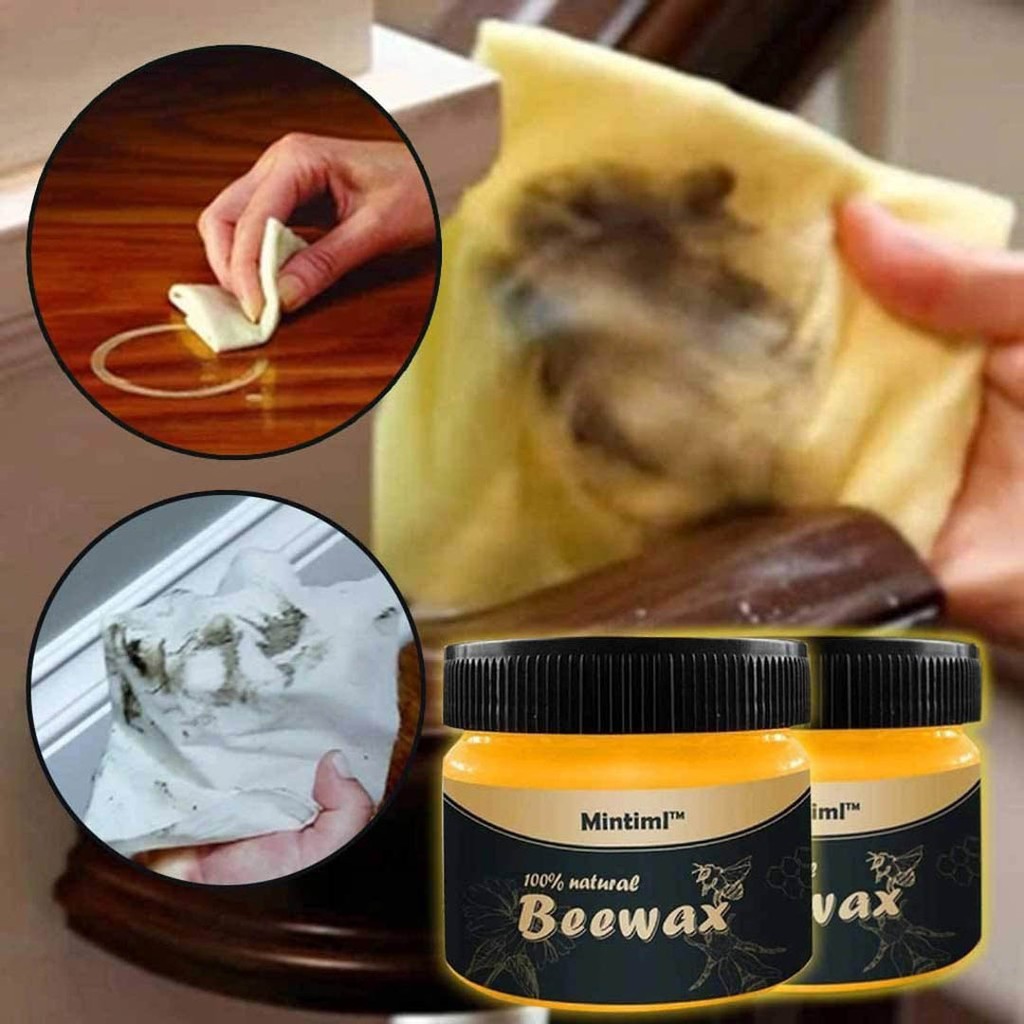 Sáp ong Beewax vệ sinh đánh bóng đồ gỗ nội thất chống thấm thành phần tự nhiên 103gr tặng kèm 2 khăn vải Phặn Phặn