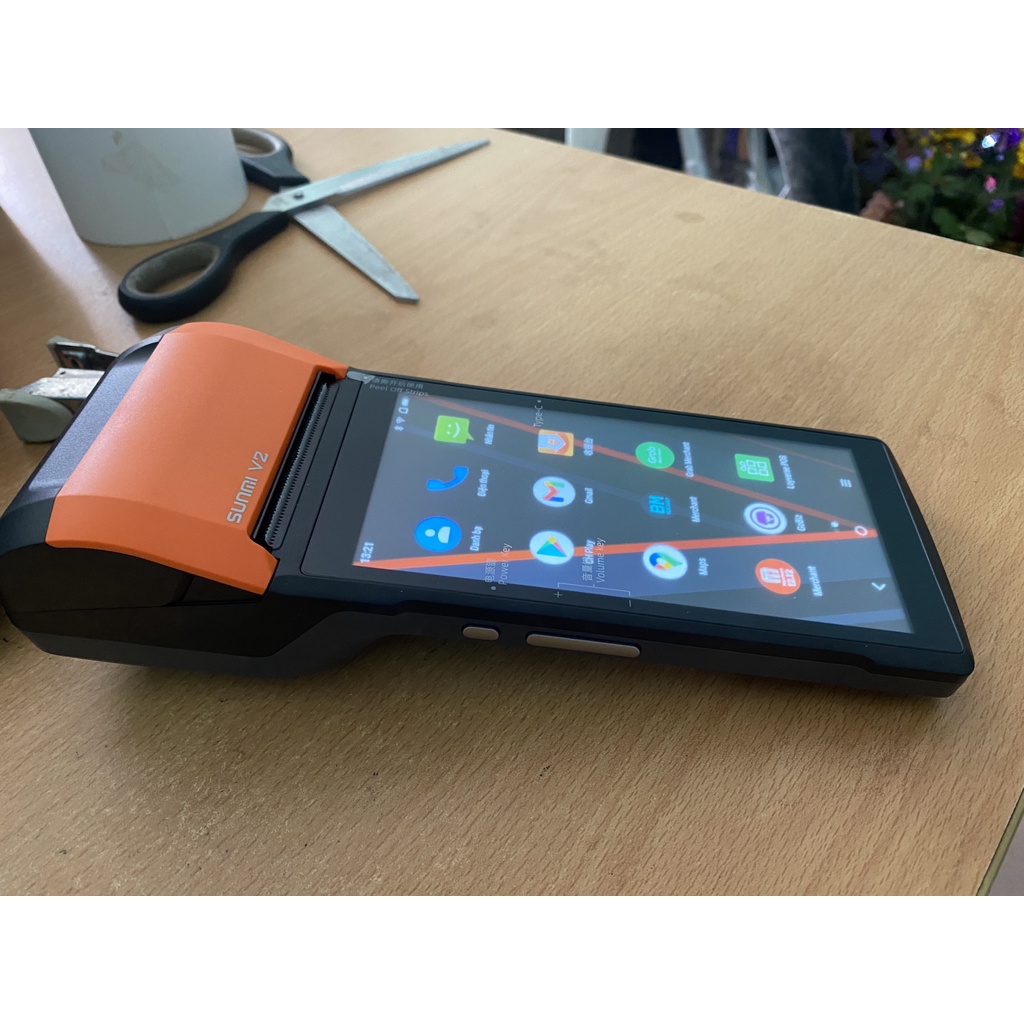 MÁY POS CẦM TAY SUNMI V1S -V2- Tặng 10 Cuộn Giấy-  Bản Quốc Tế  Tải App Grab- Now- Beamin-KiotViet...