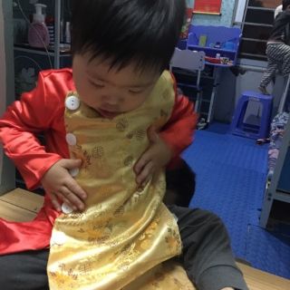 Áo dài bé trai 8-30kg gấm phối lụa hot hit
