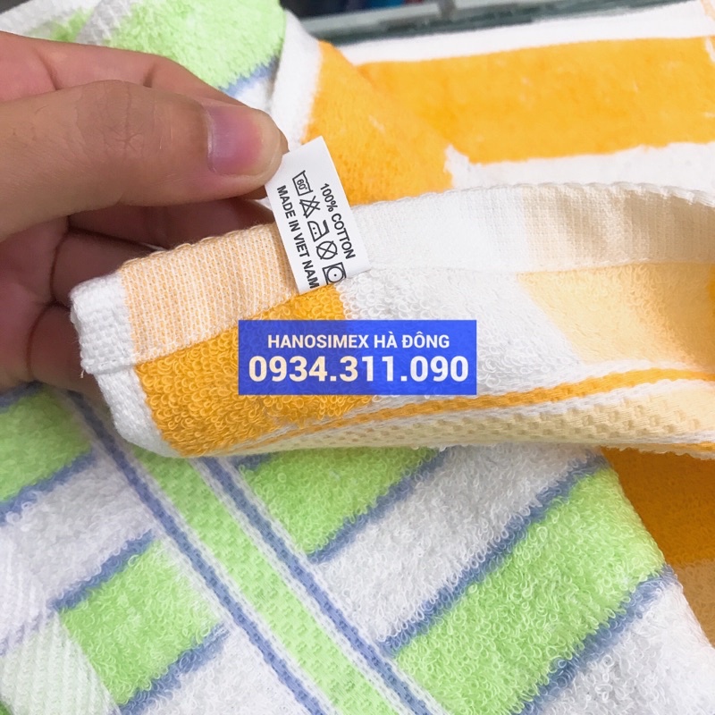 Khăn mặt kẻ Hachiba (28x42cm) 100% sợi bông cotton dày vừa, thấm nước tốt