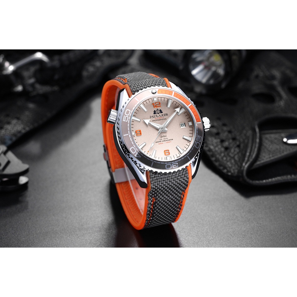 Đồng hồ nam Paulareis OM04  dây silicon phối sợi- đồng hồ nam cao cấp có dạ quang