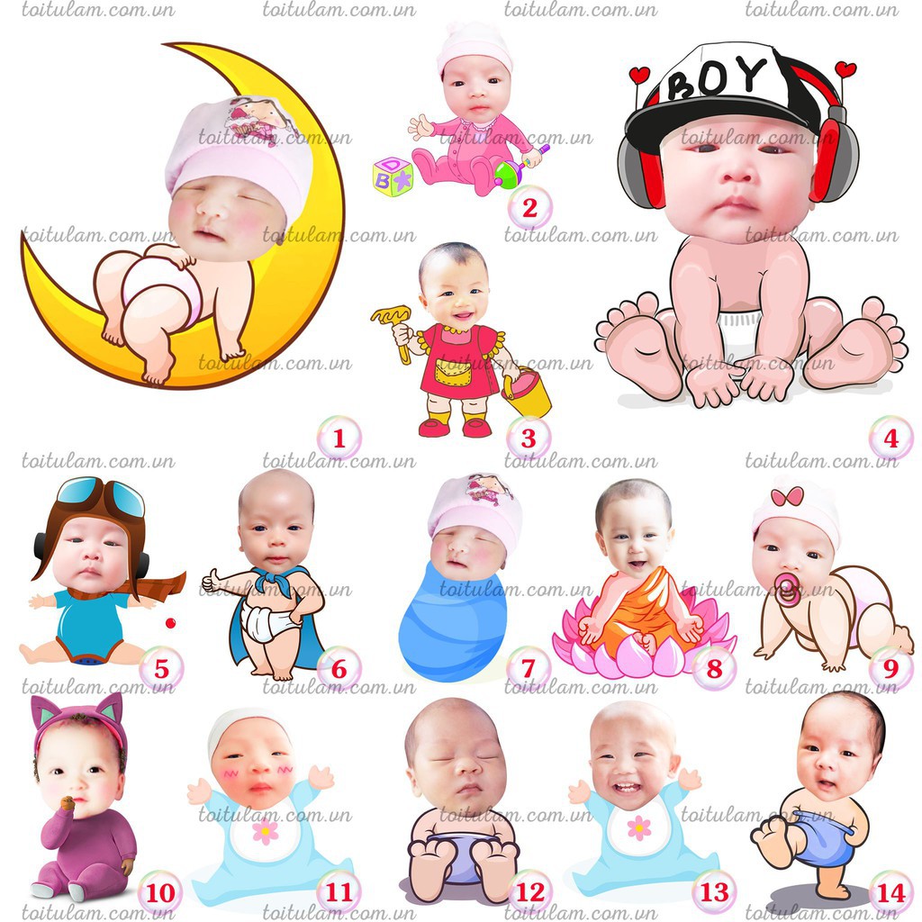 Hình chibi bé trai bé gái phụ kiện trang trí sinh nhật thiết kế theo yêu cầu 20cm-60cm - Tôi Tự Làm