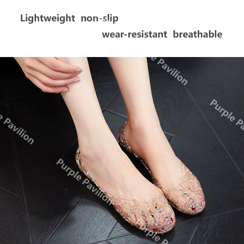 Giày búp bê nhựa dẻo thiết kế đục lỗ thoáng khí cho nữ