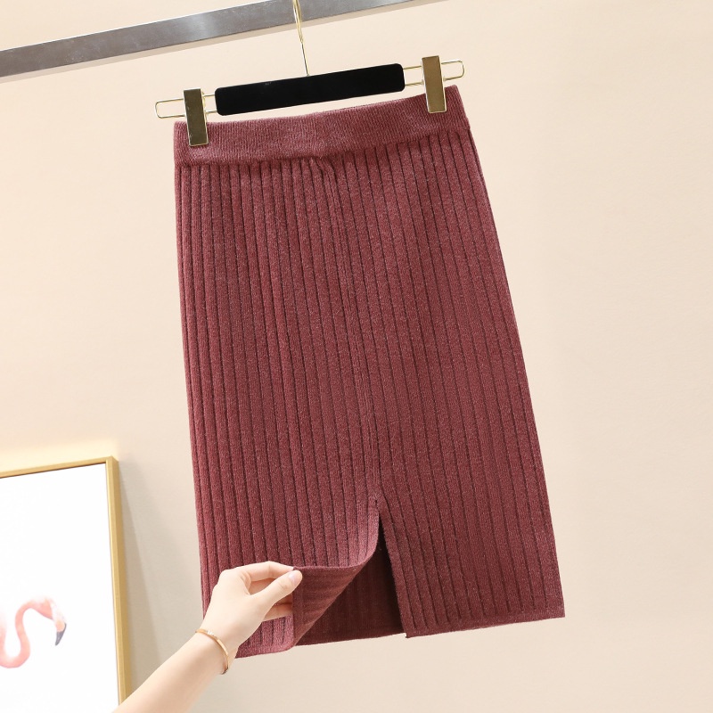 Chân váy len dài cao cấp SK2305 - KRFashion style Hàn Quốc chất len dày mềm mịn dáng dài xẻ tà mùa đông ấm áp