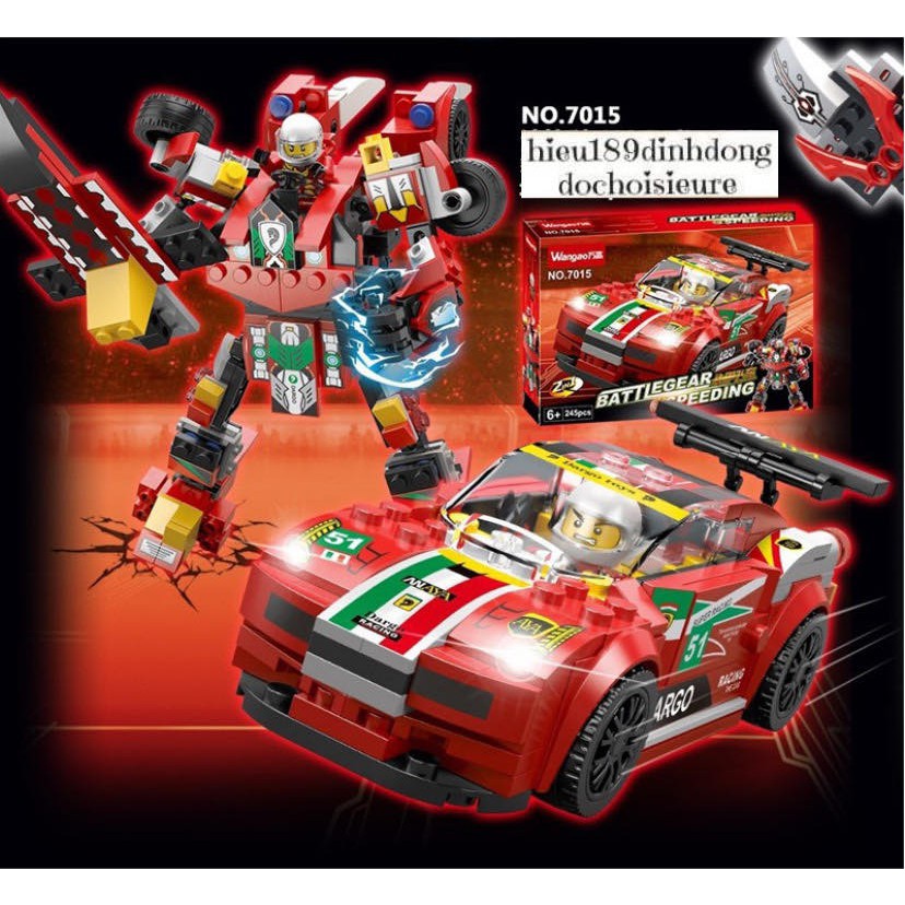 Lắp ráp xếp hình Lego city 7015 : Robot và xe oto đua 2 in 1 245 mảnh