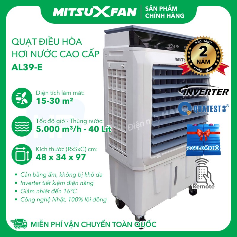 Quạt Điều Hòa Hơi Nước Làm Mát Không Khí MITSUXFAN AL39-E Làm Mát Nhanh, Tiết Kiệm Điện Năng - Hàng Chính Hãng