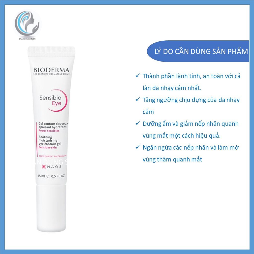 Kem mắt Bioderma sensibio eye contour gel dưỡng mắt và mờ thâm mắt KM01