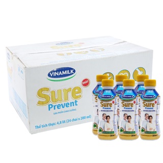 Thùng 24 chai sữa bột pha sẵn Vinamilk Sure Prevent 200ml