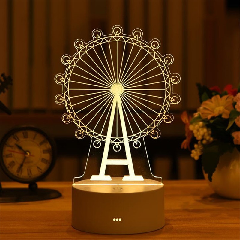 Đèn LED Hình Trái Tim 3D Lãng Mạn Bằng Acrylic Để Bàn Trang Trí