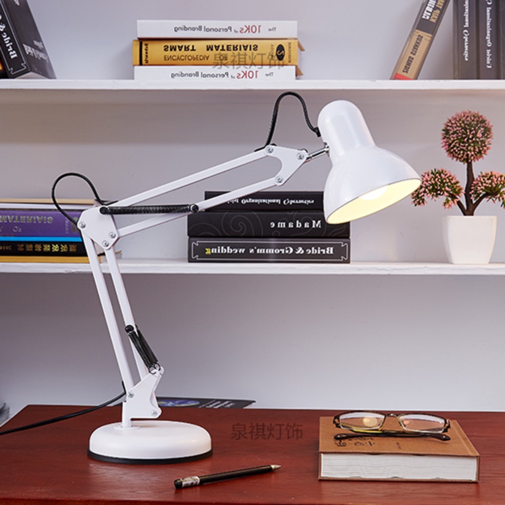 (HCM) Đèn Học Để Bàn Phong Cách Kỹ Sư Hiện Đại Trẻ Trung Tặng Kèm Bóng Led Siêu Sáng - Đèn Bàn Đế Sắt Sơn Tĩnh Điện