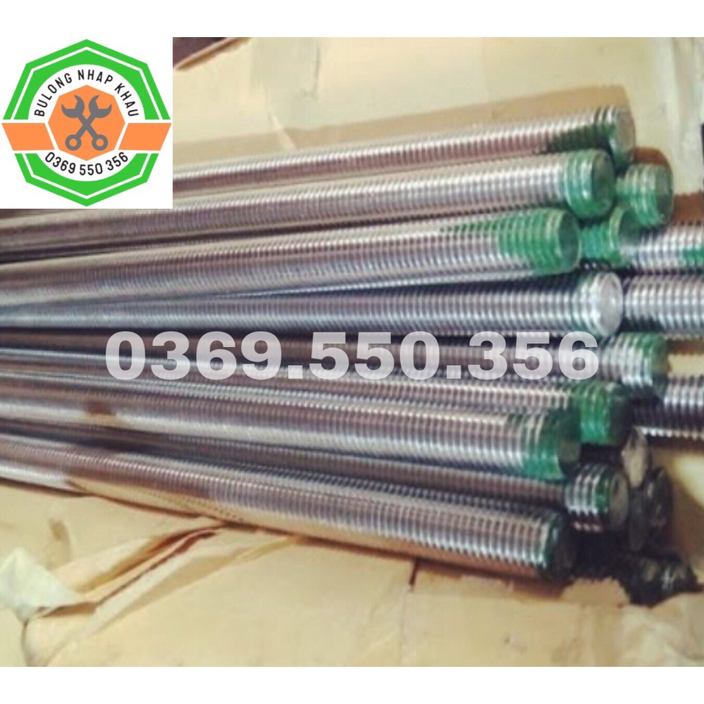 2 Thanh ren, ty ren inox M4, M5, M6, M8 inox 201,inox 304 dài 1000mm (có hỗ trợ cắt)