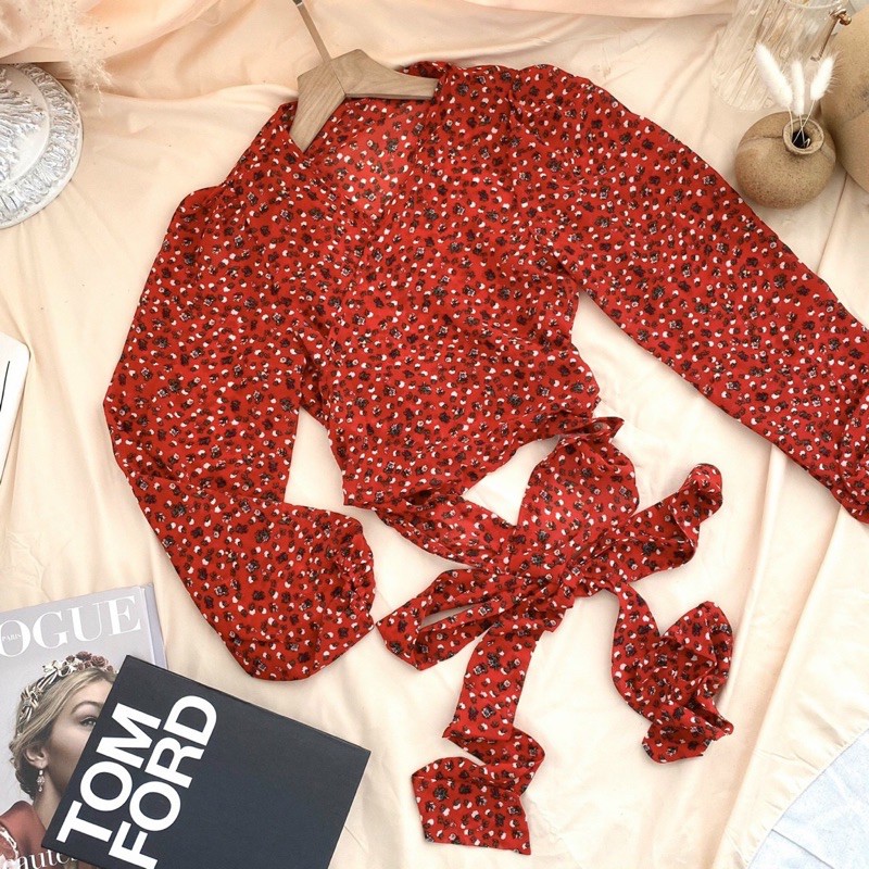 Áo Croptop Đắp Chéo Thắt Nơ (100% ảnh thật)