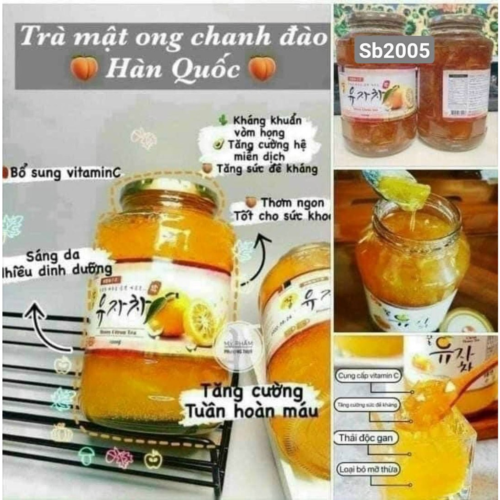 Mật ong chanh đào mẫu mới hũ 1kg - Hàn Quốc