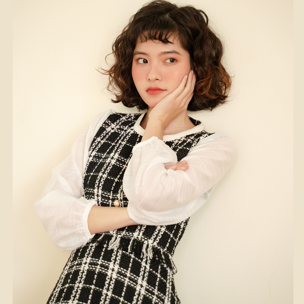 BLEUBIRD váy tweed caro phối organza MIKI DRESS | BigBuy360 - bigbuy360.vn