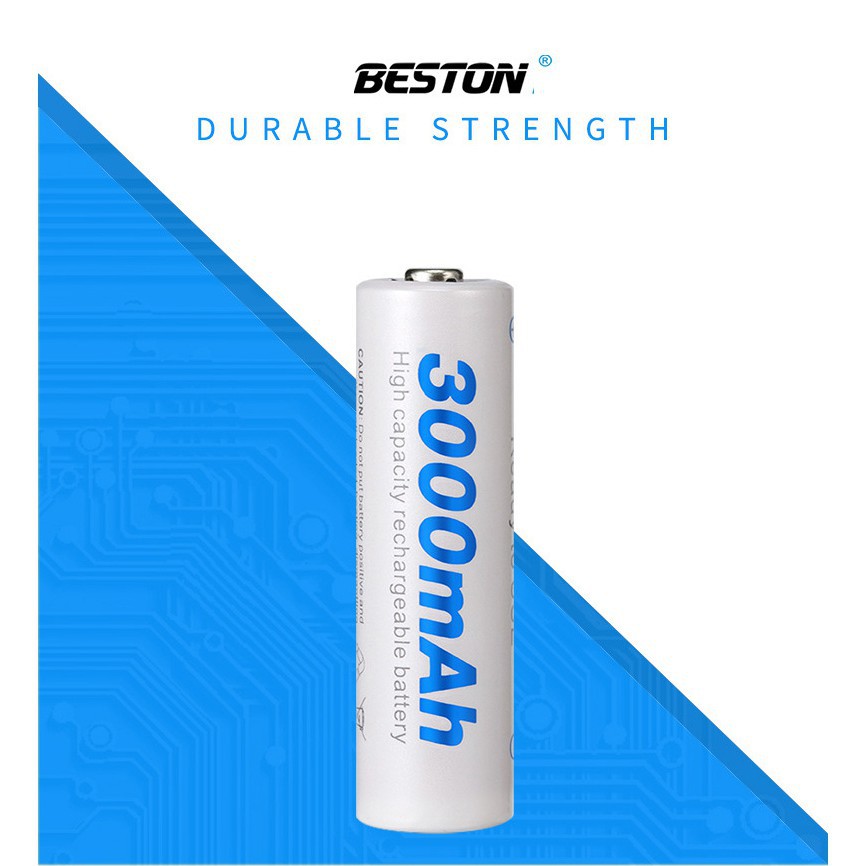 Set 4 pin sạc AA 3000 mAh Beston chính hãng Pin dung lượng cao chuyên dùng cho micro không dây, máy ảnh