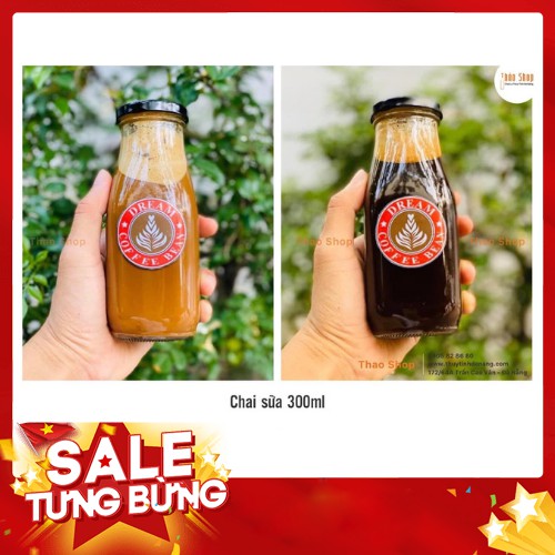 💓CHAI SỮA THỦY TINH TRÒN NẮP THIẾT 300ml💓