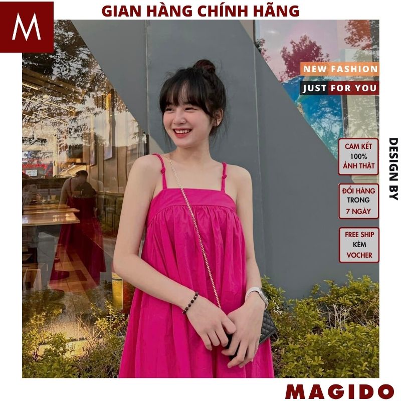 Đầm 2 dây babydoll 4 mầu V11 váy maxi đi biển kiểu dáng hàn quốc ulzzang tiểu thư dễ thương ulzzang -MAGIDO
