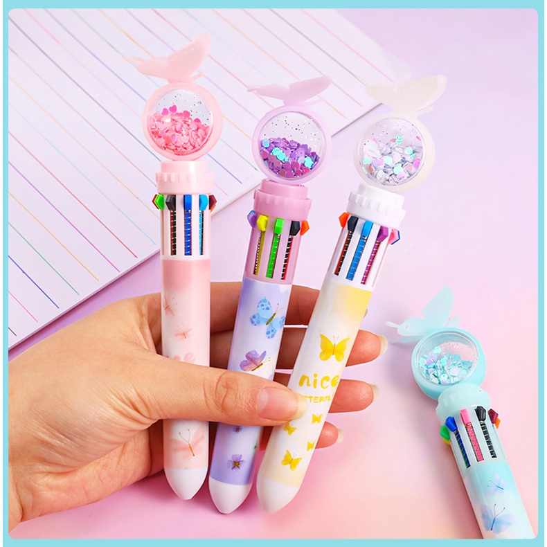 Bút Bi 10 Trong 1 Nhiều Màu Sắc Họa Tiết Động Vật Hoạt Hình Cho Học Sinh / Văn Phòng