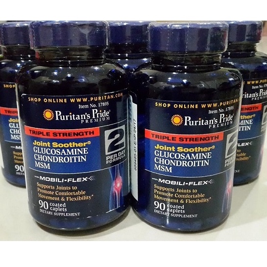 Viên uống Triple Strength Glucosamine, Chondroitin & MSM giúp tái tạo sụn, bôi trơn khớp, giảm đau khớp- Lọ 90v