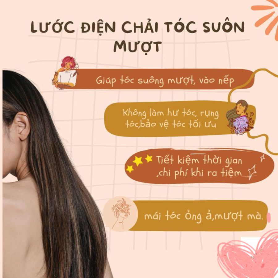 Lược Điện Chải Tóc Đa Năng Uốn Tạo Kiểu Tóc Chuyên Nghiệp Suông Thẳng Tóc Mềm Mượt Chăm Sóc Cho Mái Tóc Khỏe Đẹp