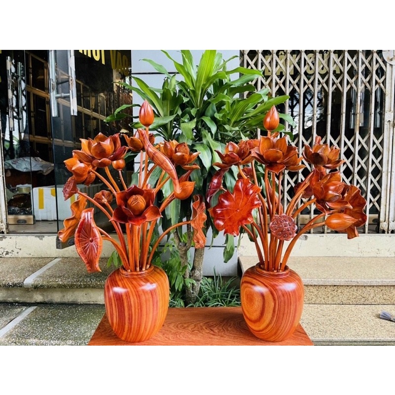 Bình hoa sen gỗ Hương cao cấp