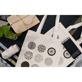 [30 x 35 cm] Túi vải nhỏ gọn thay thế túi nylon [Hình Chấm Tròn]