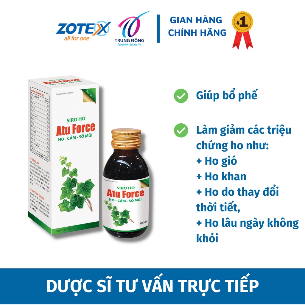 Siro ho Atu Force bổ phế giảm ho hiệu quả trong các trường hợp ho gió ho khan cảm lạnh cảm cúm
