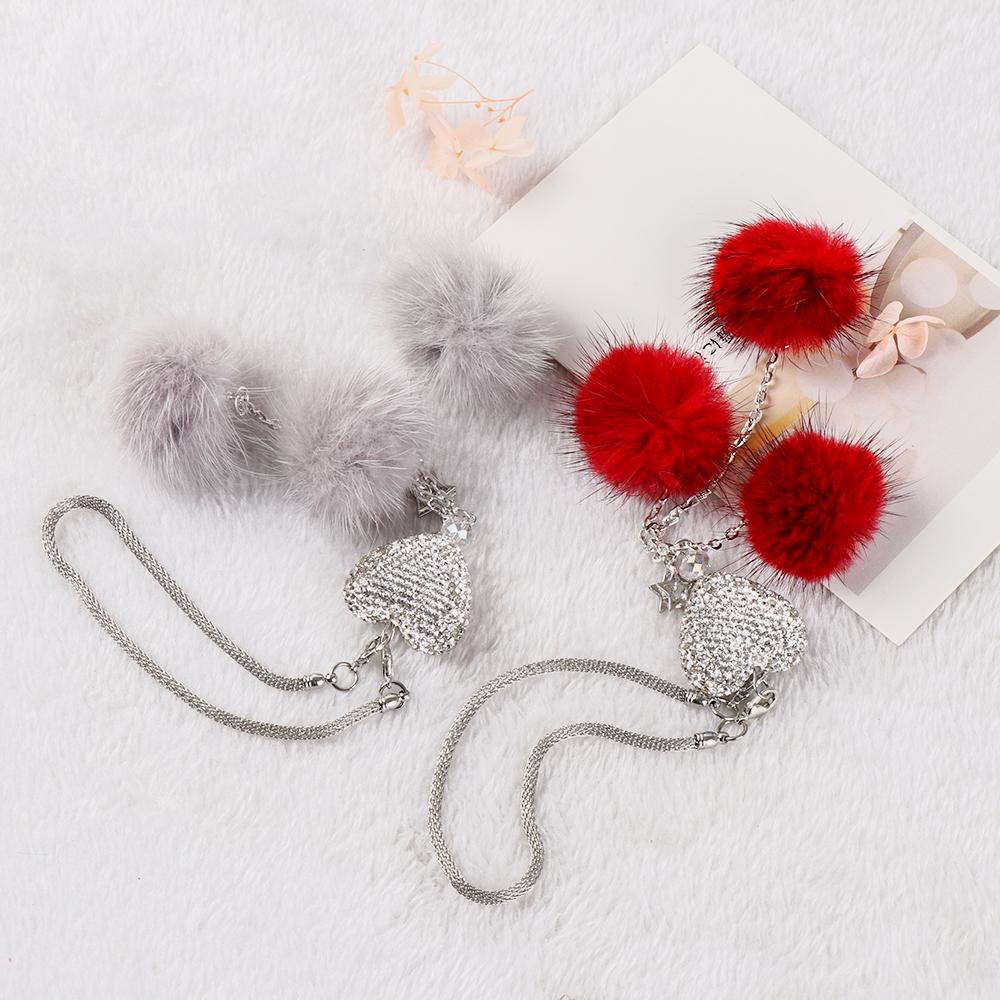 SUYO Dây Treo Trang Trí Gương Chiếu Hậu Xe Hơi Đính Pha Lê Thời Trang