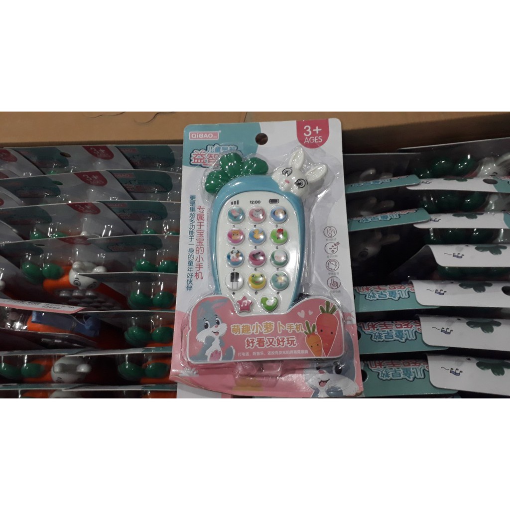[Có Dây Đeo + 3 Pin AAA] Đồ Chơi Điện Thoại Thông Minh - Thỏ Cà Rốt Cho Bé, Có Nhạc Và Đèn - Olala Baby