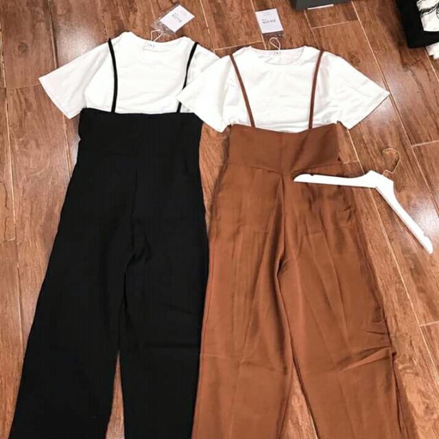 Set quần yếm ống suông