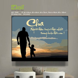 Tranh treo tường tự tô màu số hóa DALI Tranh Thư Pháp Cha TP005