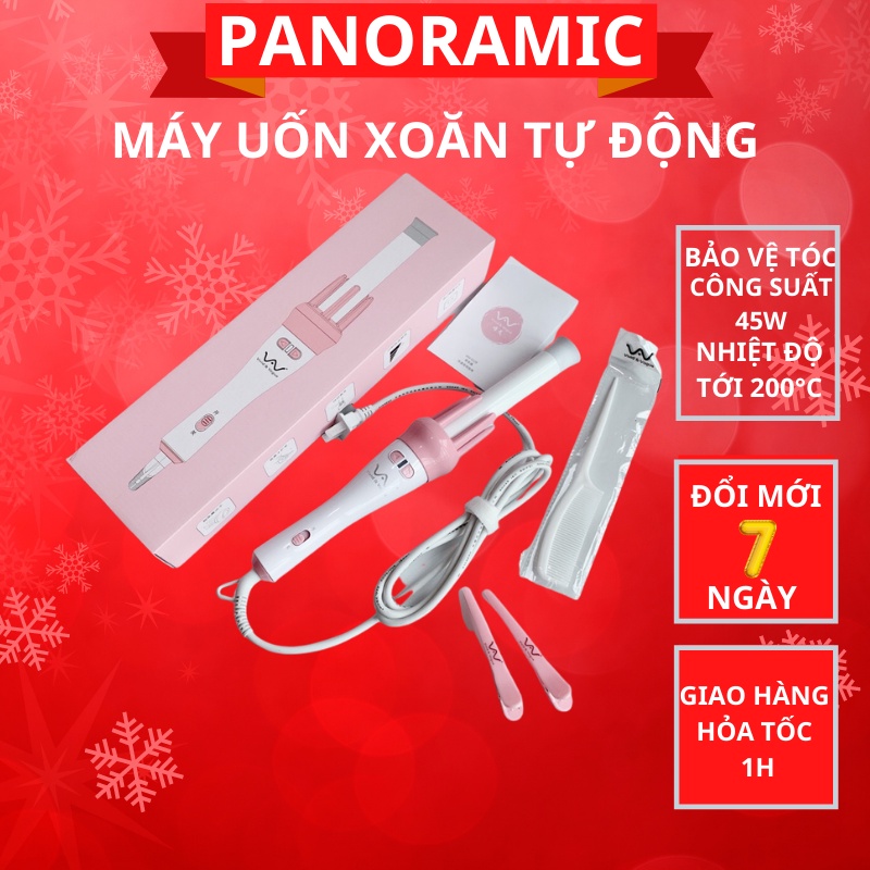 Máy uốn tóc mini, máy làm tóc xoăn tự động 3 in 1 đa năng xoay 360 độ Panoramic