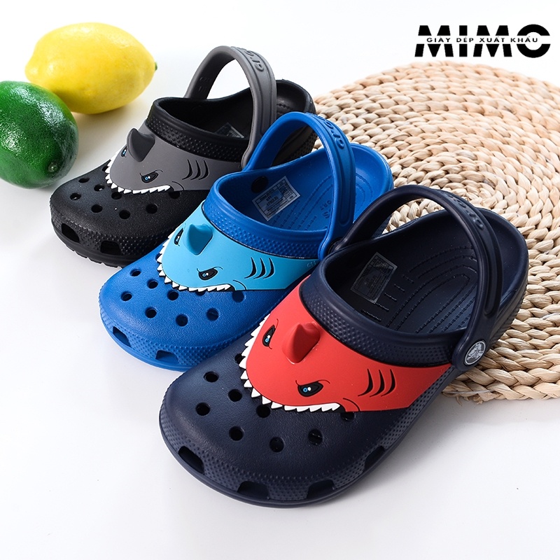 Tặng kèm jibit, Dép sục cá mập 3D nhiều màu êm nhẹ, bền đẹp cho bé trai, bé gái