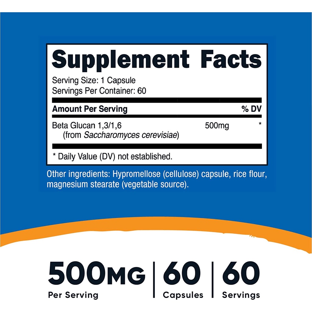 Nutricost Beta Glucan 1,3 1,6 500mg Viên Uống Tăng Cường Hệ Miễn Dịch Bảo Vệ Cơ Thể