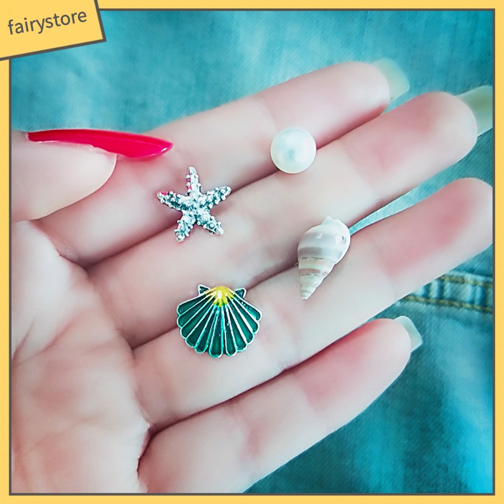 Set 4 Khuyên Tai Hình Vỏ Sò / Sao Biển Xinh Xắn Dành Cho Nữ
