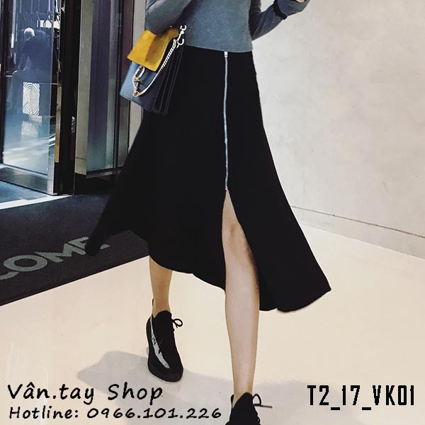 Chân váy vạt xẻ khóa kéo