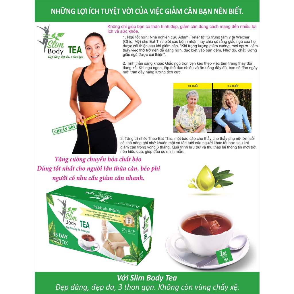 Trà giảm cân giảm mỡ bụng Slim Hami Body Tea thảo mộc giảm cân mỡ bụng cấp tôc an toàn hiệu quả hộp 25 túi lọc