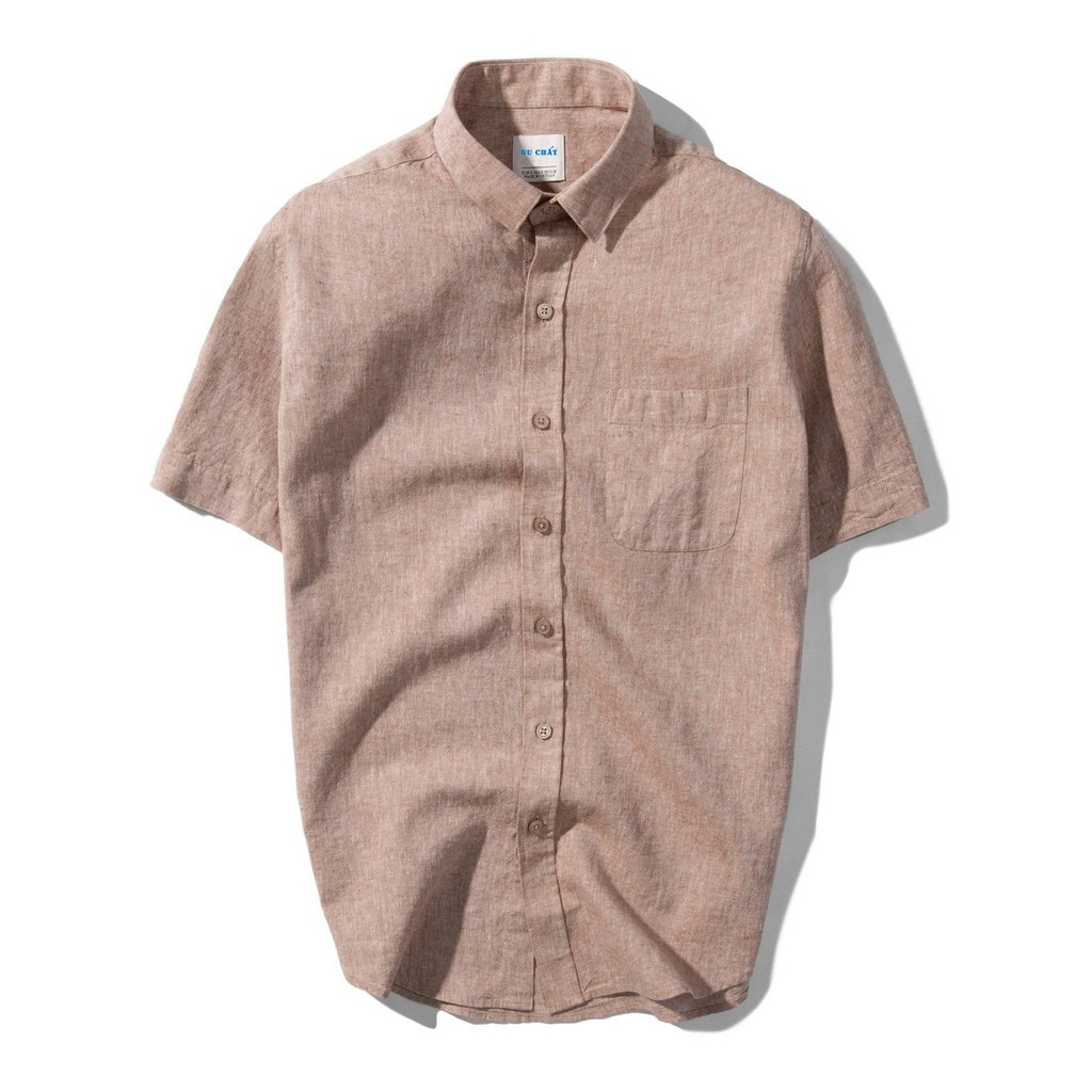 Áo Sơ Mi Trơn Tay Ngắn Có Túi GU CHẤT ,Vải Cotton Mịn Hàng Siêu Đẹp GUSM17