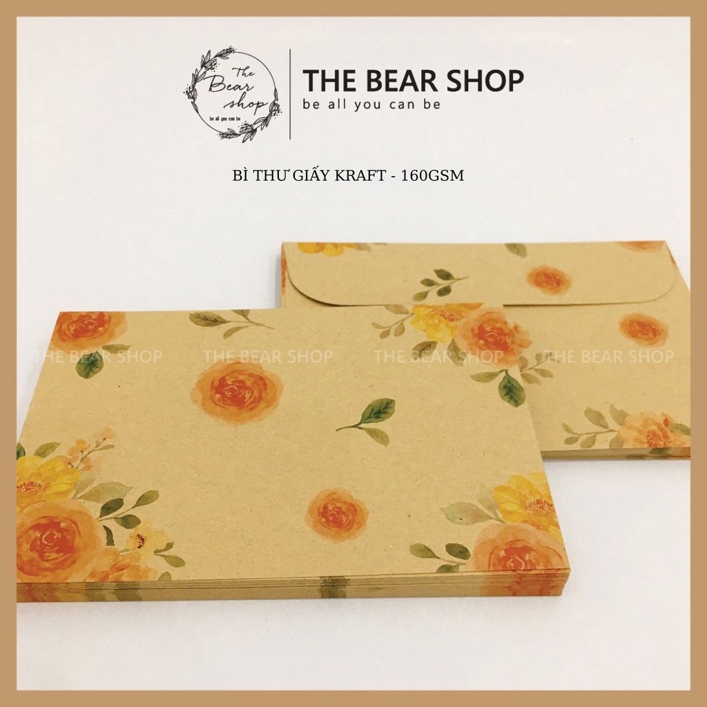 Bì thư handmade giấy karft phong cách vintage hàng loại 1 chất lượng cao - The Bear Shop