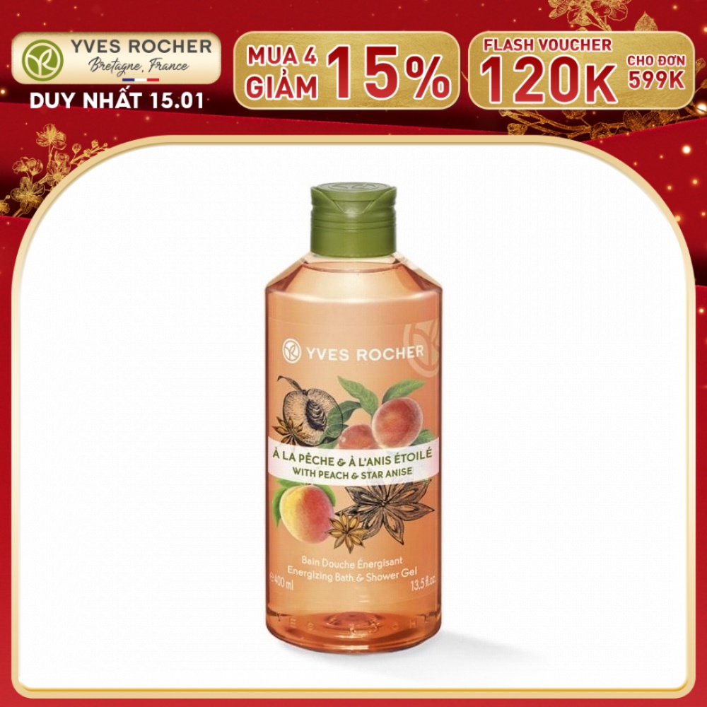 Sữa Tắm Hương Đào Và Hoa Hồi Yves Rocher Peach Star Anisel Bath & Shower Gel 400ml