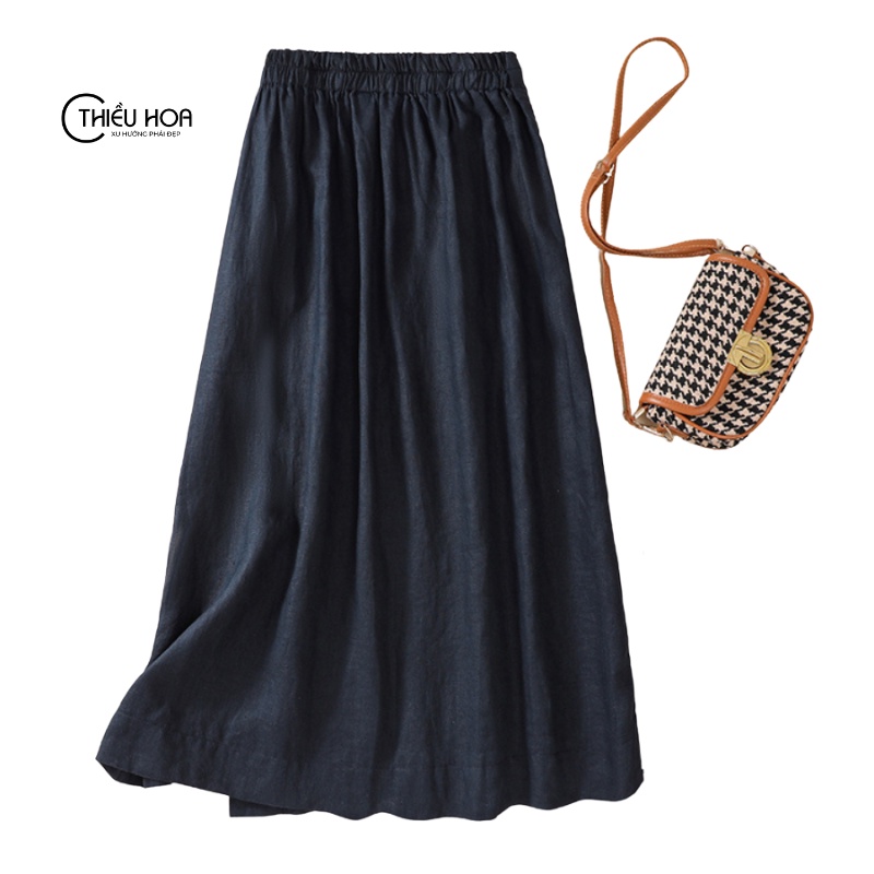 Đầm thiết kế dáng dài cho mẹ trung niên, kếu dáng đơn giản dễ dàng phối đồ, vải cotton cao cấp Thiều Hoa T0507