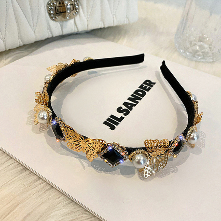 Băng Đô Cài Tóc Hình Bướm Đính Ngọc Trai Nhân Tạo Thời Trang