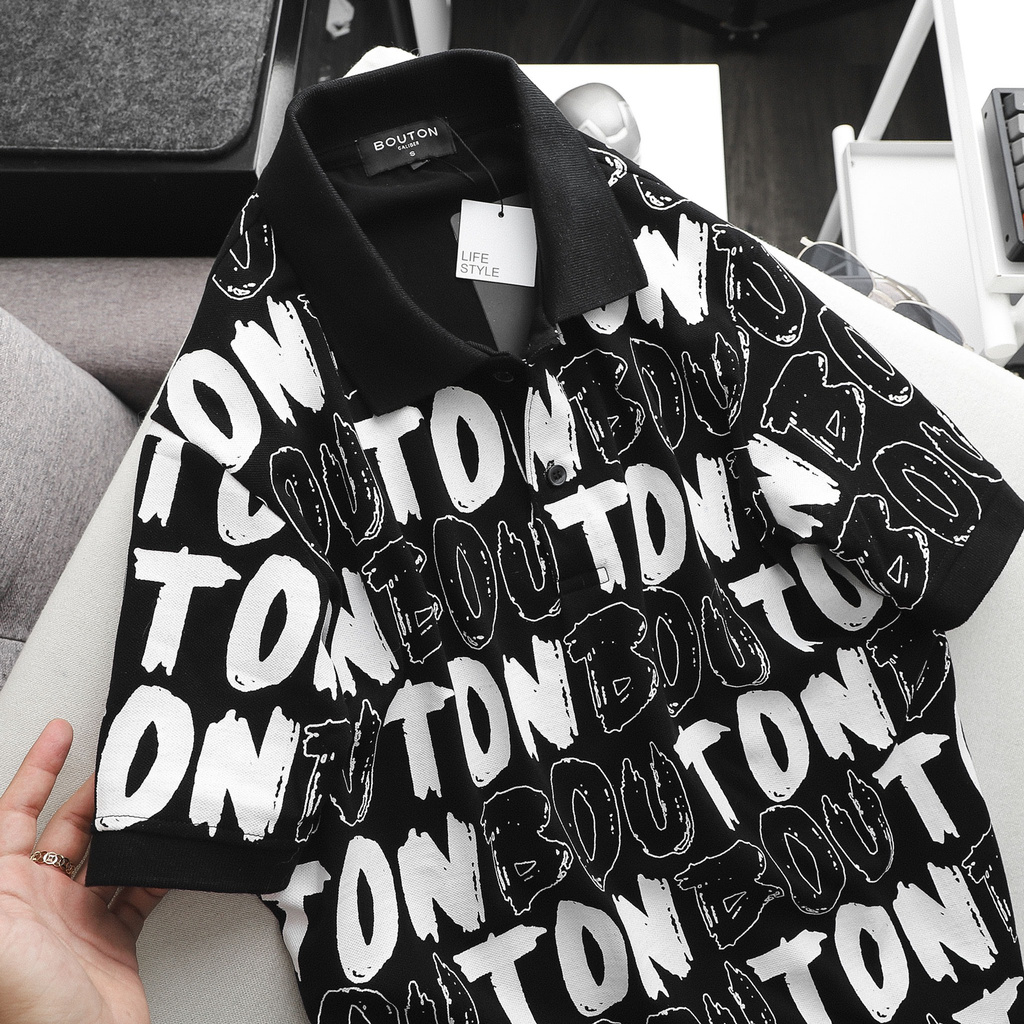 Áo Thun Polo Nam, Áo Phông Polo Nam Có Cổ Tay Ngắn BOUTON In Hình, Vải Cá Sấu Cotton Cao Cấp, Form Slim PLBO0018 160STOR | BigBuy360 - bigbuy360.vn