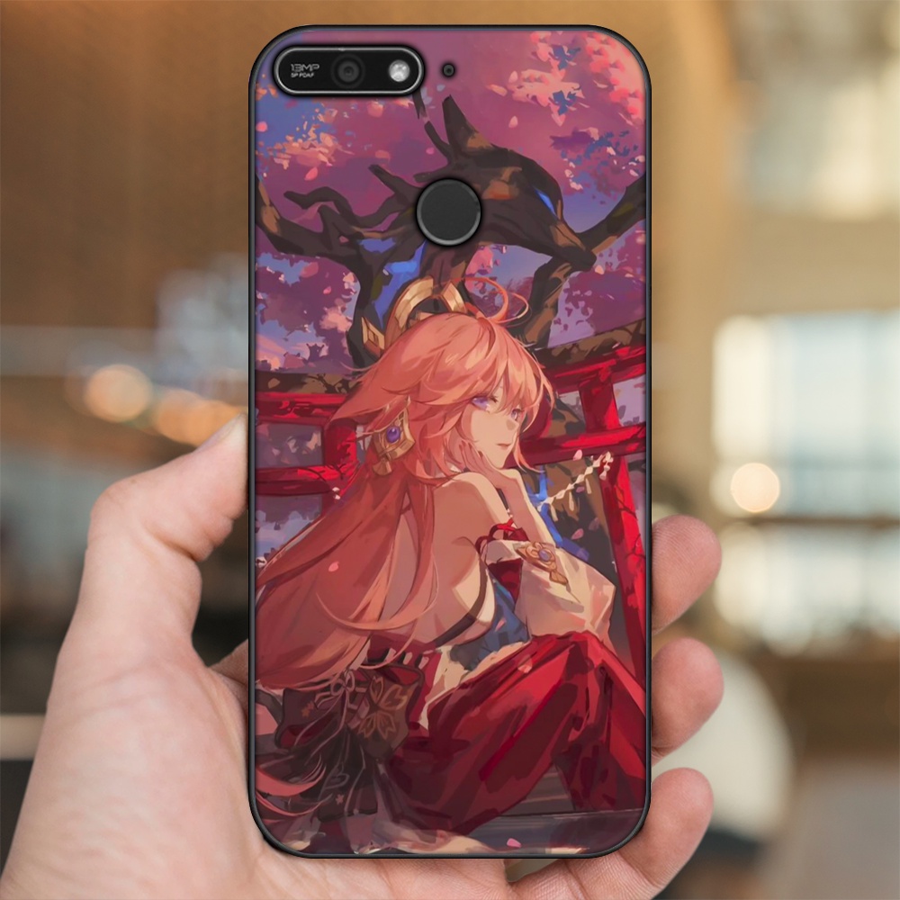 Ốp lưng Huawei Y6 Prime viền đen in hình Yae Miko Genshin Impact
