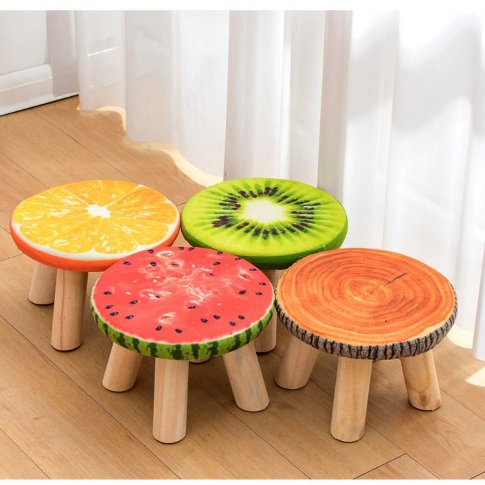Vải gỗ rắn ghế đẩu nhỏ thời trang gia dụng sáng tạo phòng khách bàn cà phê ban công trẻ em người lớn thấp đơn giả