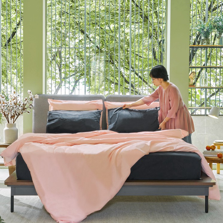 Bộ Ga Trải Giường Ru9 Cotton Sateen 100% Cotton Tự Nhiên Pearl Blush 6 Kích Thước