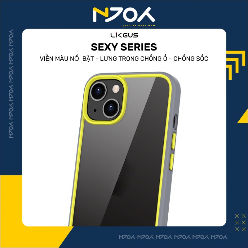 Ốp Lưng Trong Suốt Viền Màu Likgus Sexy Chống Ố Vàng Tpu Chống Sốc Ip 13 Pro Max 12 Pro Max 11 Pro Max