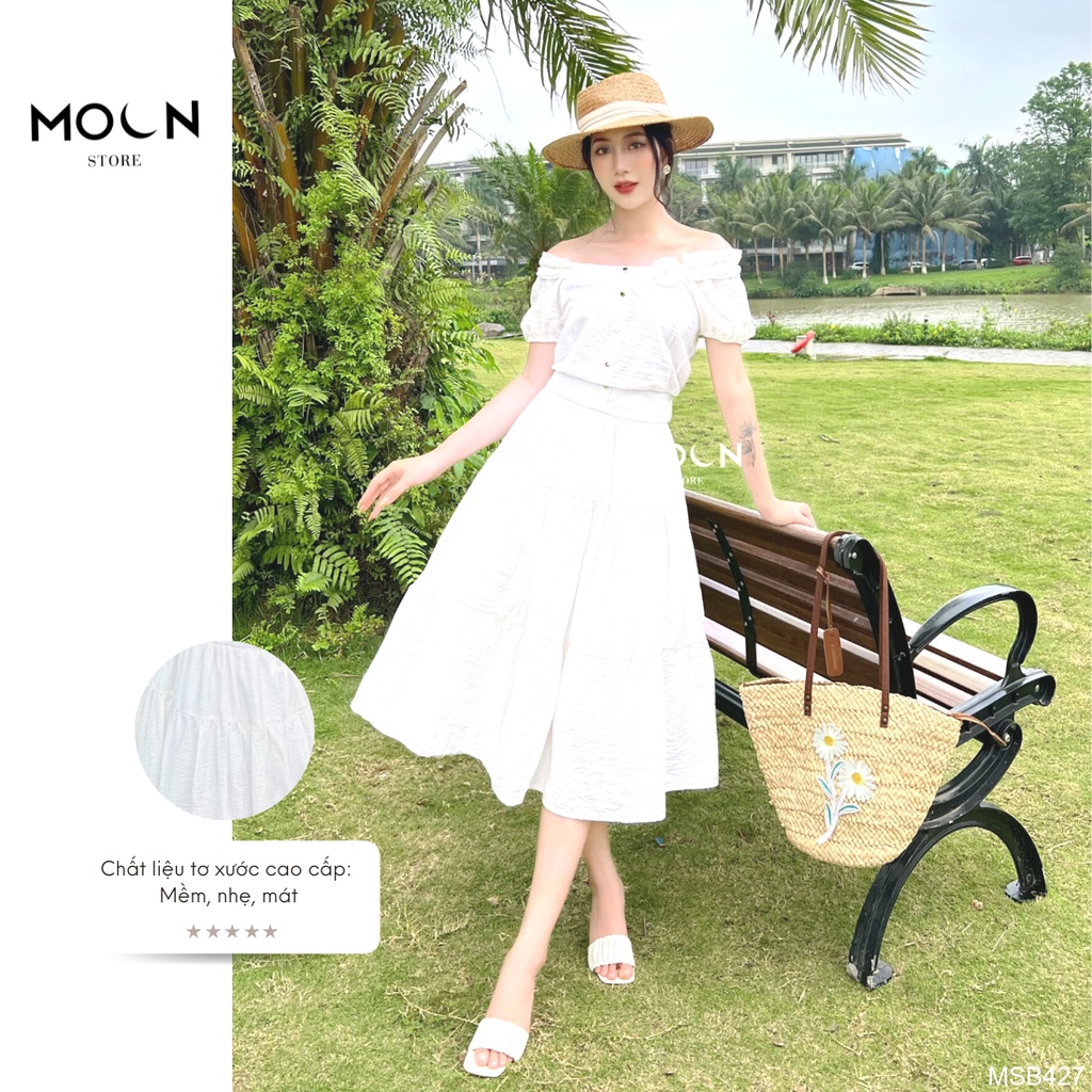 Set bộ áo váy basic chất liệu tơ đũi mát mẻ trẻ trung MSB427 Moon Store