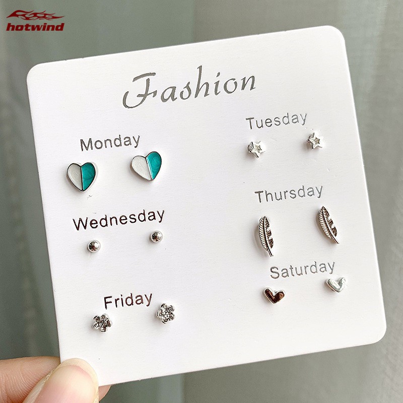 Bộ 6 cặp hoa tai đính đá thời trang xinh xắn cho nữ
