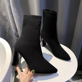 Bốt/Boots nữ len gân dáng cổ lửng